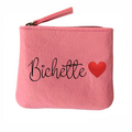 Porte monnaie bichette et coeur en feutrine en feutrine