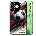 Coque noire pour Honor 600 LITE avec motif ballon foot avec prenom protection antichoc personnalisée