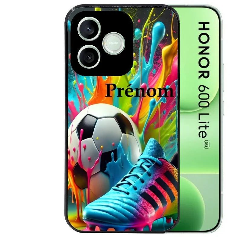 Coque noire pour Honor 600 LITE avec motif foot color personnaliséee protection antichoc personnalisée