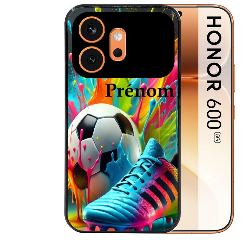 Coque noire taperso pour Honor 600 et 600 PRO avec motif foot color personnalisee protection antichoc personnalisée
