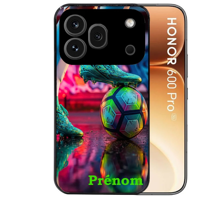 Coque noire taperso pour Honor 600 et 600 PRO avec motif foot controle personnalisee protection antichoc personnalisée