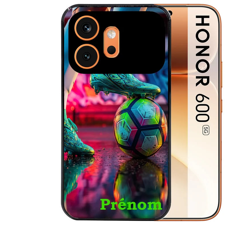 Coque noire taperso pour Honor 600 et 600 PRO avec motif foot controle personnalisee protection antichoc personnalisée