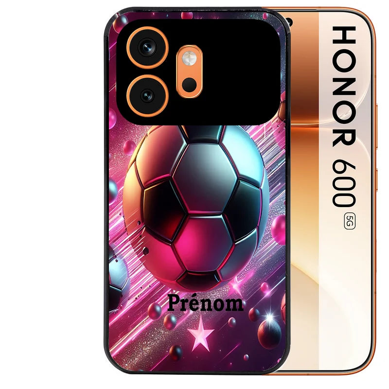 Coque noire taperso pour Honor 600 et 600 PRO avec motif foot etoile personnalisee protection antichoc personnalisée