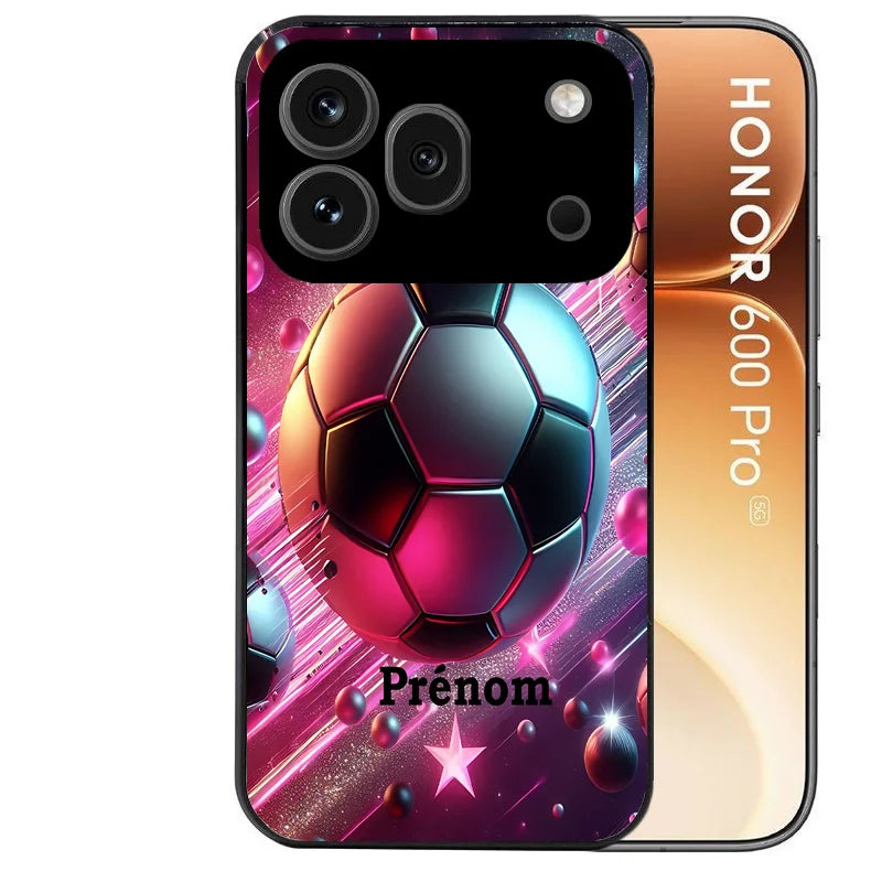 Coque noire taperso pour Honor 600 et 600 PRO avec motif foot etoile personnalisee protection antichoc personnalisée