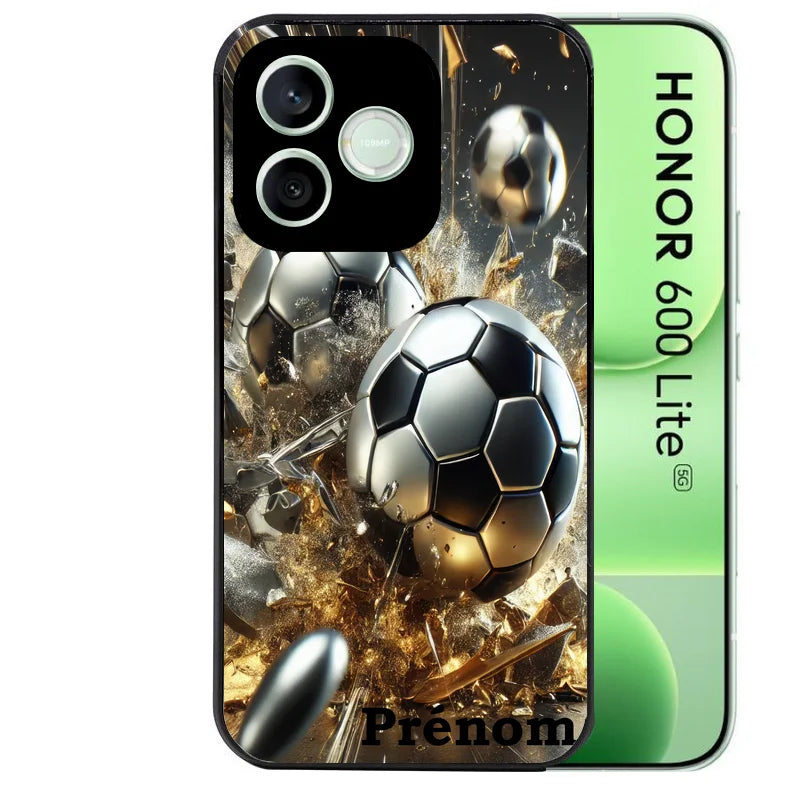 Coque noire pour Honor 600 LITE avec motif foot metal personnaliséee protection antichoc personnalisée