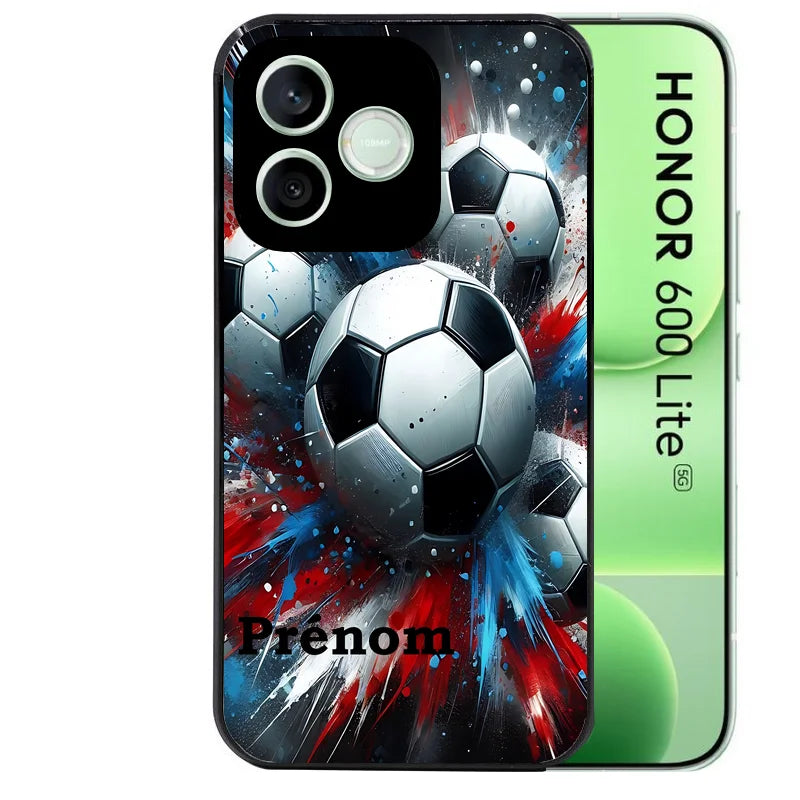 Coque noire pour Honor 600 LITE avec motif foot tricolore personnaliséee protection antichoc personnalisée