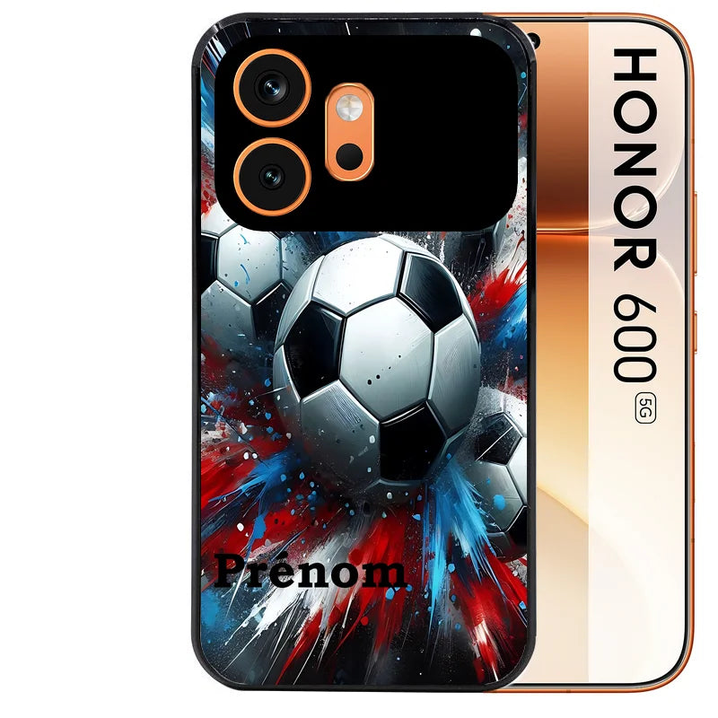Coque noire taperso pour Honor 600 et 600 PRO avec motif foot tricolore personnalisee protection antichoc personnalisée