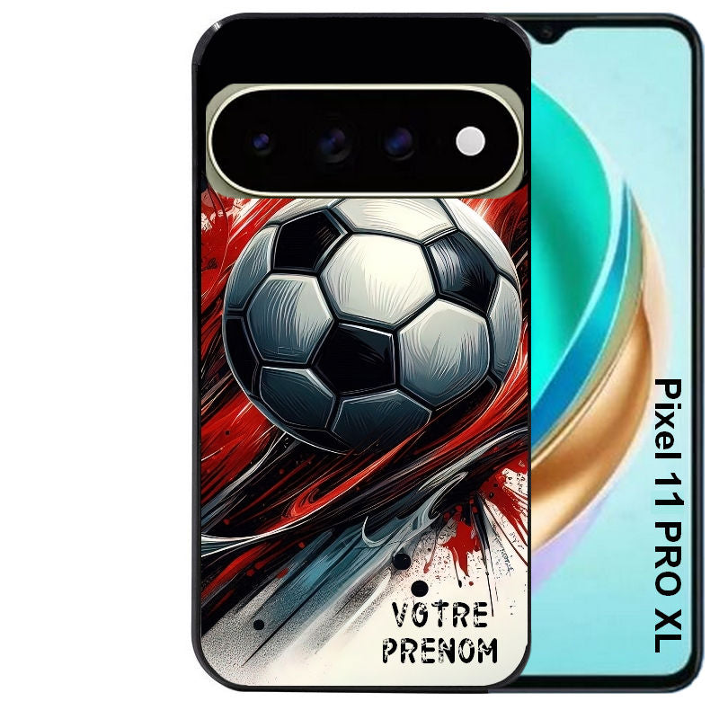 Coque pour Pixel 10 / 11 / PRO / XL personnalisée ballon foot avec prenom
