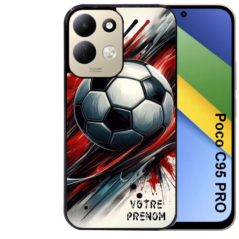 Coque pour POCO C95 PRO personnalisée ballon foot avec prenom