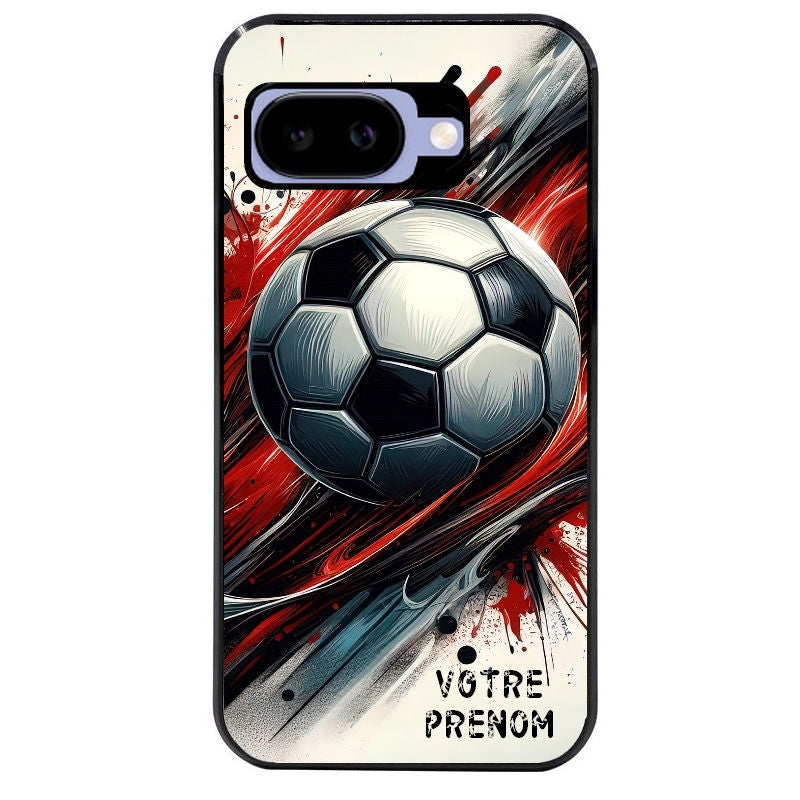Coque pour Pixel 8A 9A 10A personnalisée ballon foot avec prenom