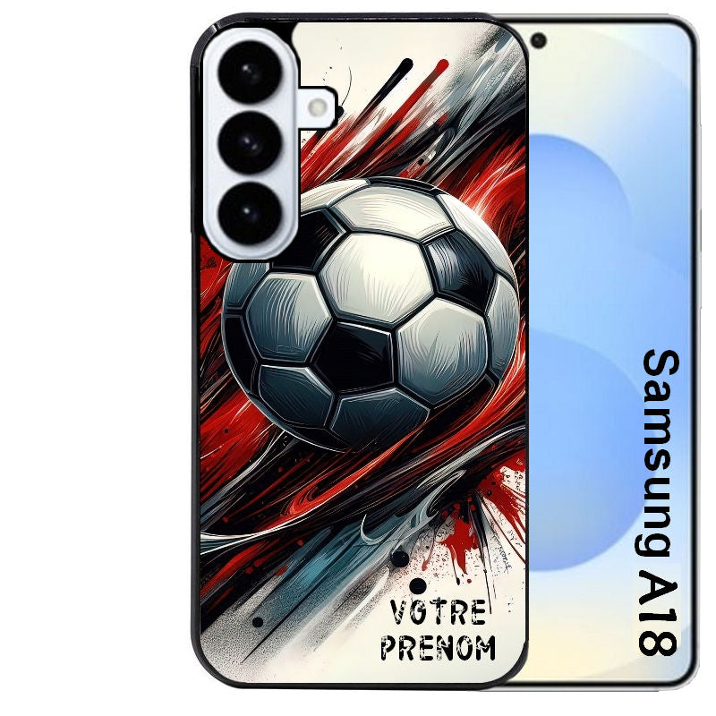 Coque pour Galaxy A08 A18 A28 A38 A58 personnalisée ballon foot avec prenom