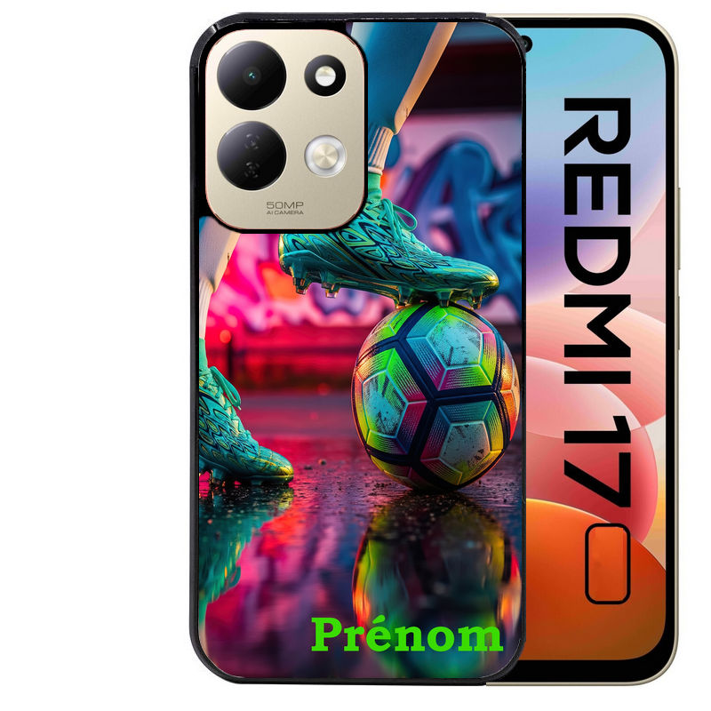 Coque pour Redmi 17 et 17C 4G 5G personnalisée foot controle