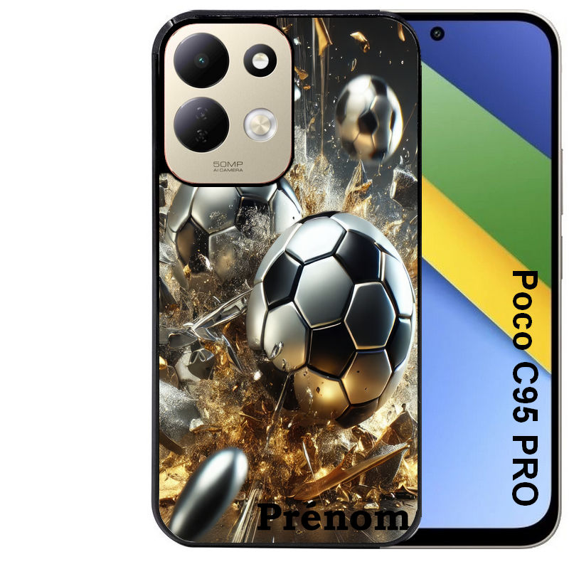 Coque pour POCO C95 PRO personnalisée foot metal