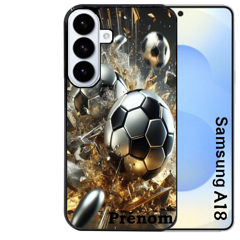 Coque pour Galaxy A08 A18 A28 A38 A58 personnalisée foot metal