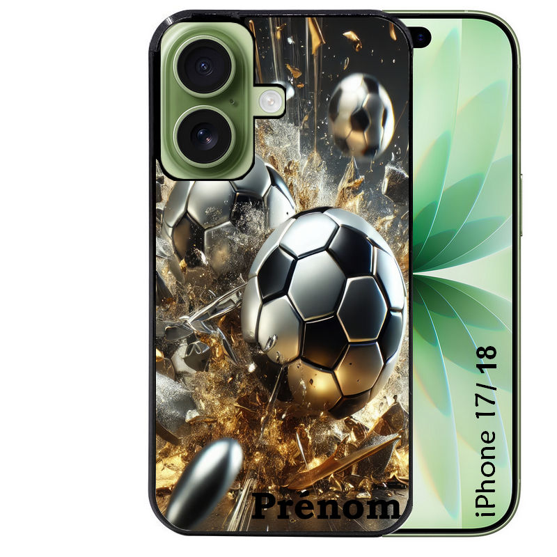 Coque pour Iphone 18 / PRO / PRO MAX / 18E personnalisée foot metal