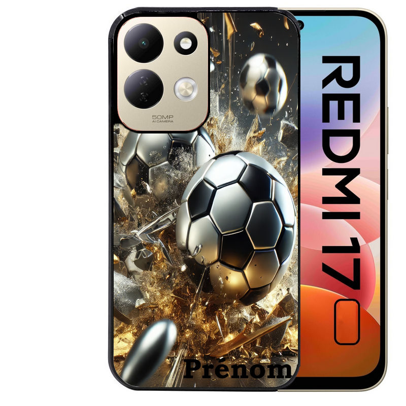 Coque pour Redmi 17 et 17C 4G 5G personnalisée foot metal