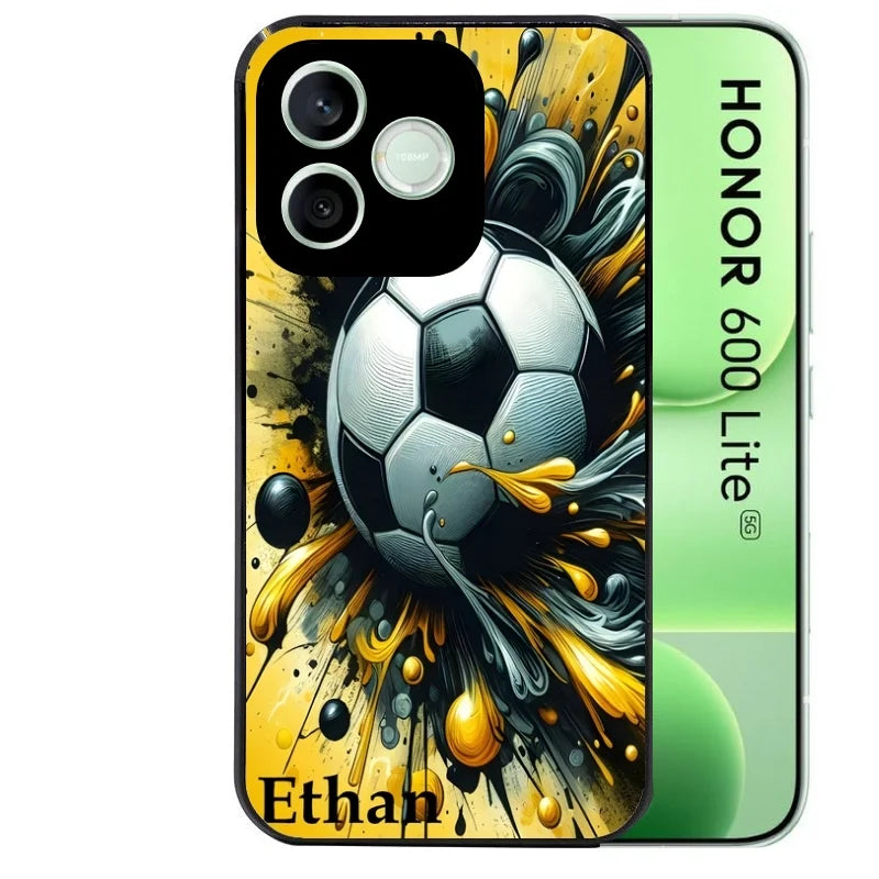 Coque noire pour Honor 600 LITE avec motif football personnaliséee protection antichoc personnalisée