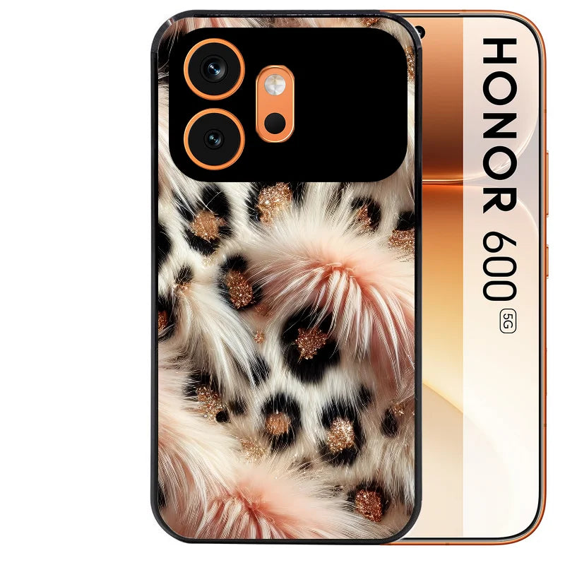 Coque noire taperso pour Honor 600 et 600 PRO avec motif effet fourrure leopard 1 protection antichoc personnalisée