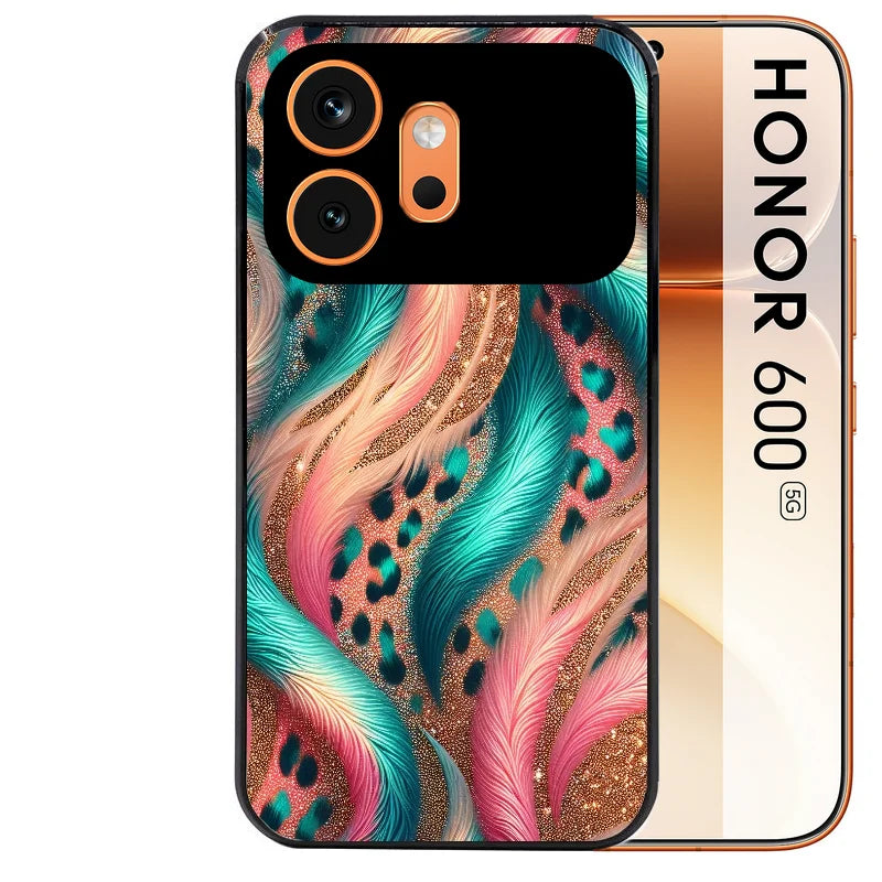Coque noire taperso pour Honor 600 et 600 PRO avec motif effet fourrure leopard 2 protection antichoc personnalisée