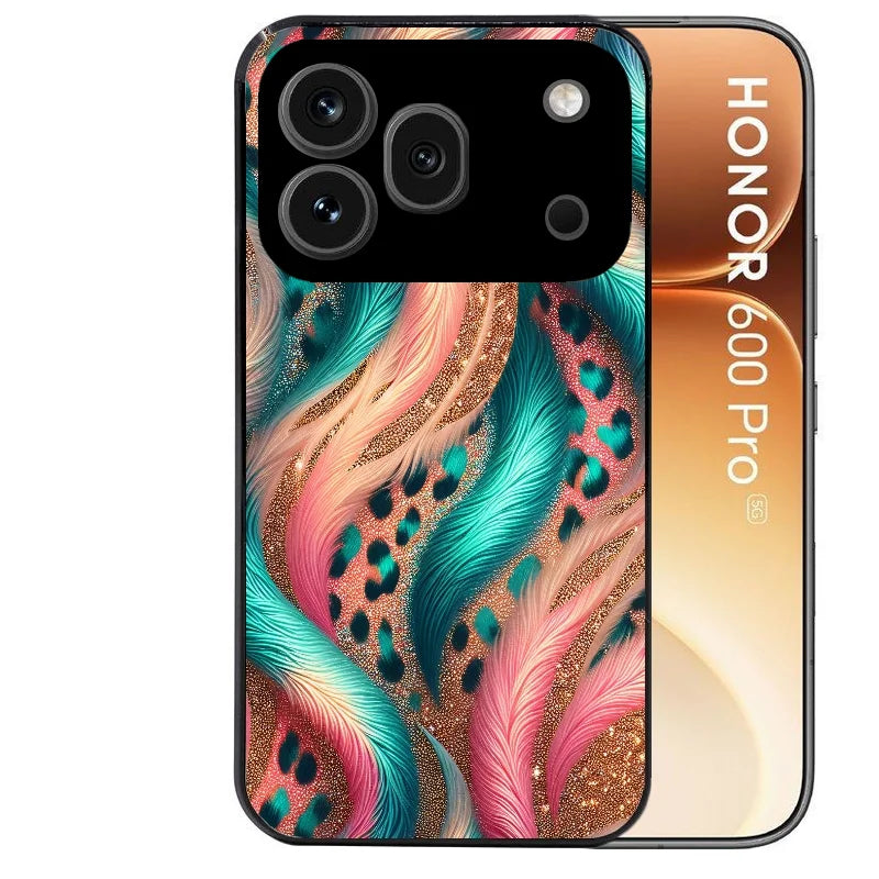 Coque noire taperso pour Honor 600 et 600 PRO avec motif effet fourrure leopard 2 protection antichoc personnalisée