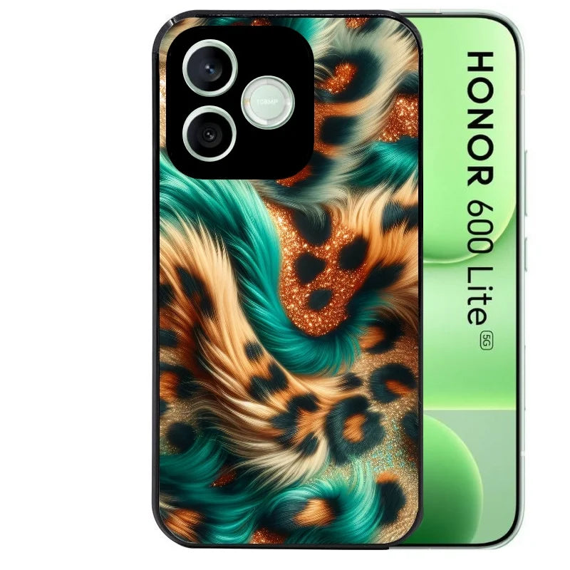 Coque noire pour Honor 600 LITE avec motif effet fourrure leopard 3 protection antichoc personnalisée