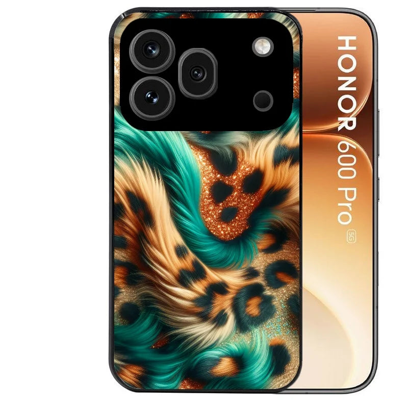 Coque noire taperso pour Honor 600 et 600 PRO avec motif effet fourrure leopard 3 protection antichoc personnalisée
