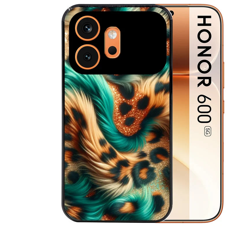 Coque noire taperso pour Honor 600 et 600 PRO avec motif effet fourrure leopard 3 protection antichoc personnalisée