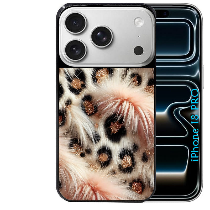 Coque pour Iphone 18 / PRO / PRO MAX / 18E effet fourrure leopard 1