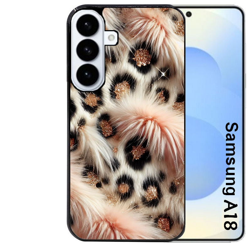 Coque pour Galaxy A08 A18 A28 A38 A58 effet fourrure leopard 1
