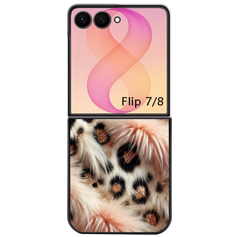 Coque pour Z FLIP 6 7 8 effet fourrure leopard 1
