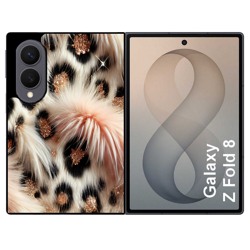 Coque pour Z FOLD 8 effet fourrure leopard 1