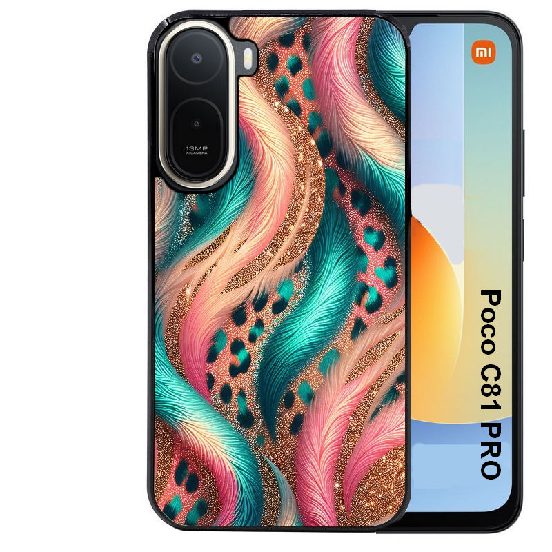 Coque pour POCO C81 PRO effet fourrure leopard 2