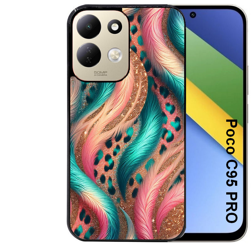 Coque pour POCO C95 PRO effet fourrure leopard 2