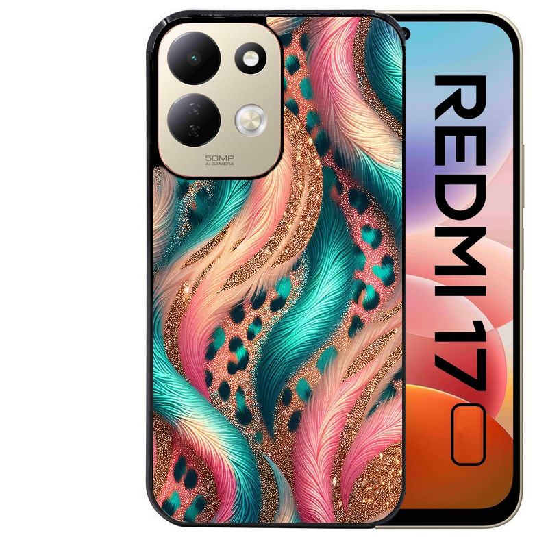 Coque pour Redmi 17 et 17C 4G 5G effet fourrure leopard 2