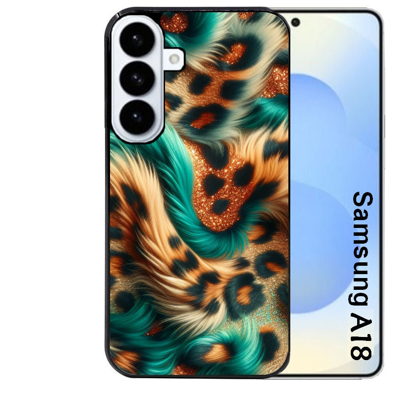 Coque pour Galaxy A08 A18 A28 A38 A58 effet fourrure leopard 3