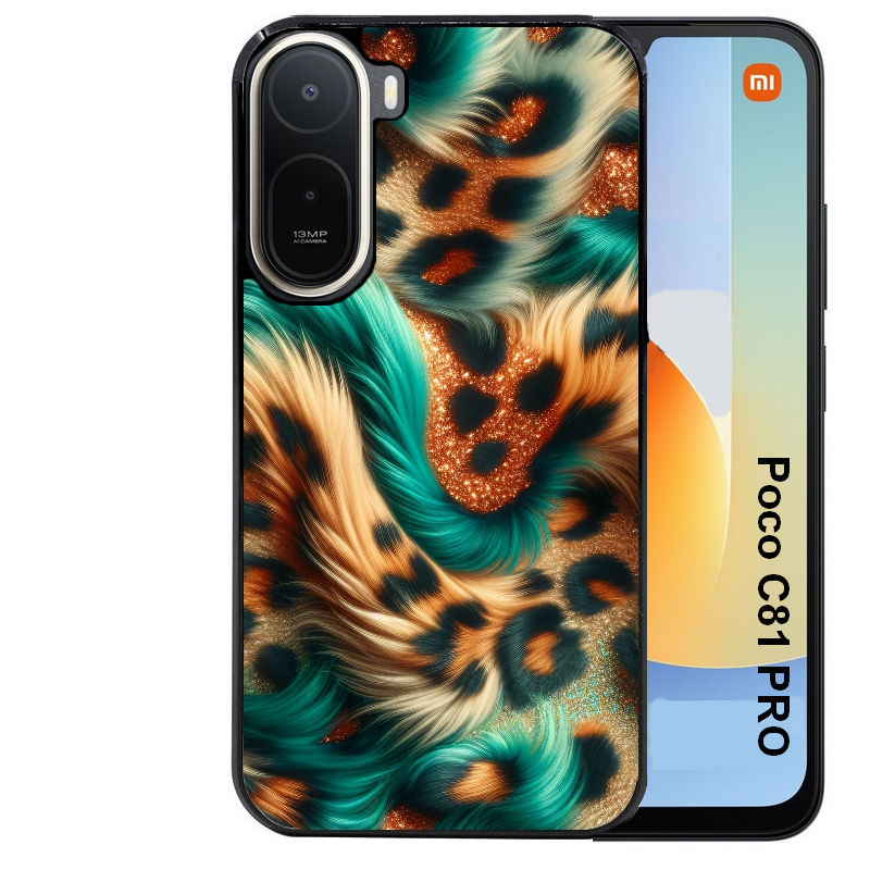 Coque pour POCO C81 PRO effet fourrure leopard 3