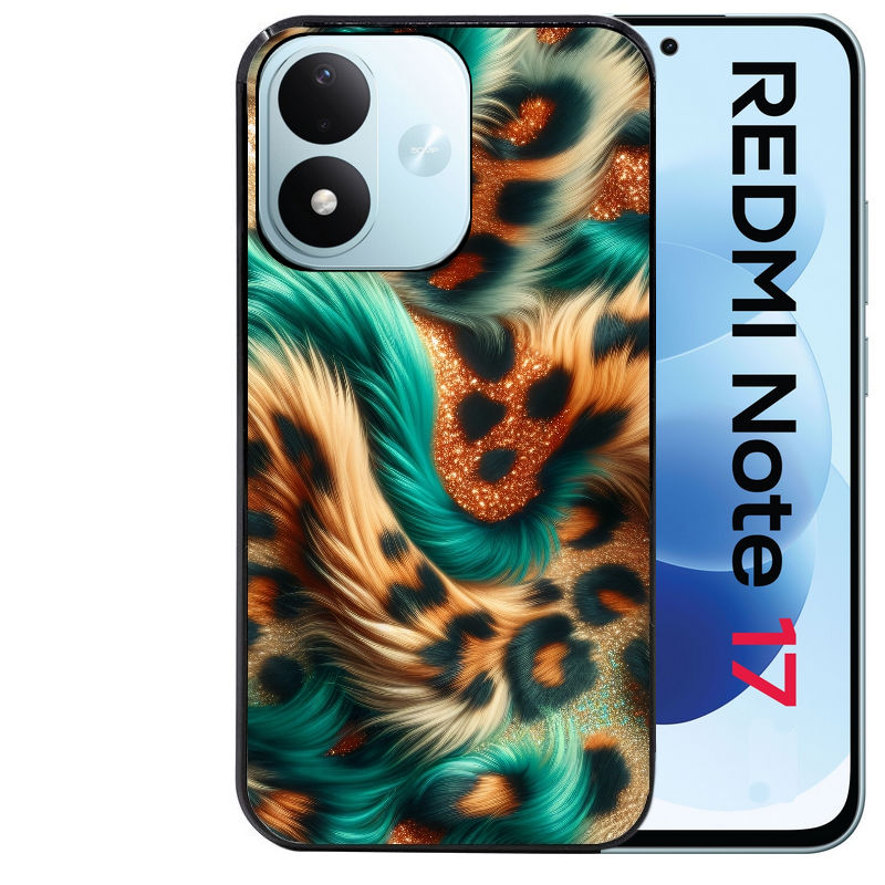 Coque pour Redmi Note 17 et PRO 4G 5G Max effet fourrure leopard 3