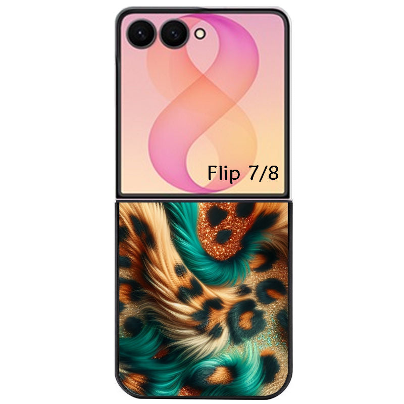 Coque pour Z FLIP 6 7 8 effet fourrure leopard 3