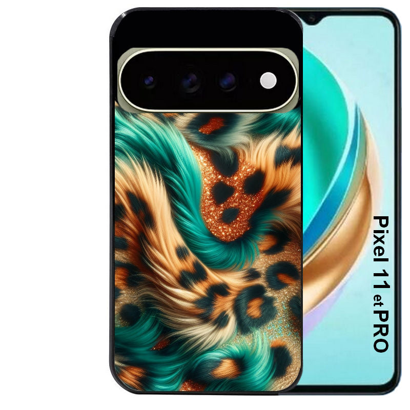 Coque pour Pixel 10 / 11 / PRO / XL effet fourrure leopard 3