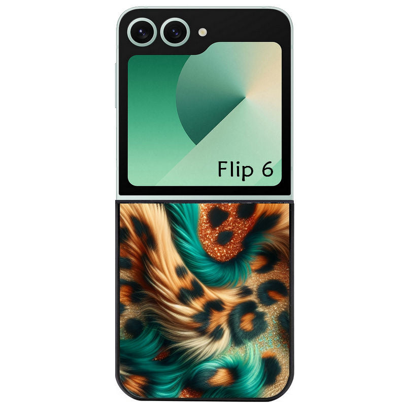 Coque pour Z FLIP 6 7 8 effet fourrure leopard 3