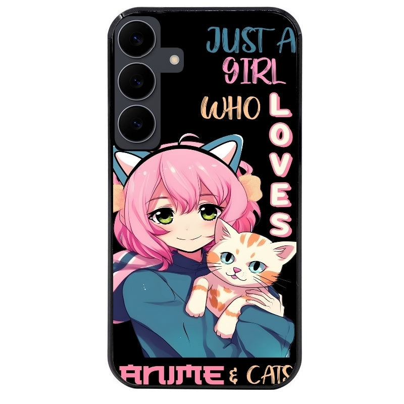 Coque noire taperso pour galaxy A06 A16 A26 A36 A56 avec motif anime et chat protection antichoc personnalisée