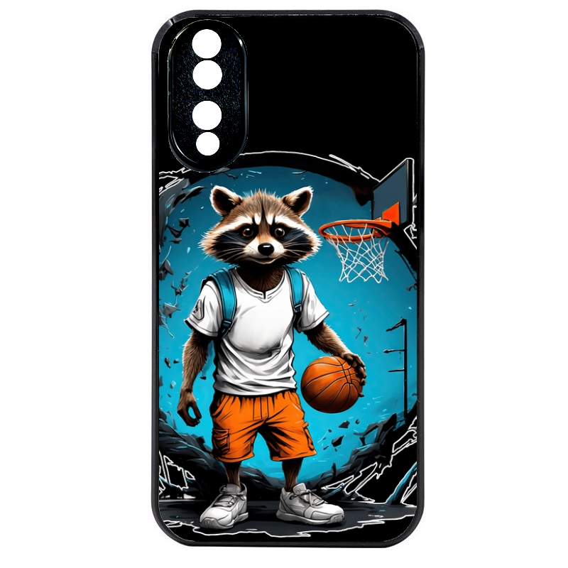 Coque noire taperso pour Honor 70 LITE 90 et LITE avec motif basket racoon protection antichoc personnalisée