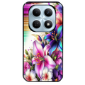 Coque noire taperso pour POCO M8 5G et PRO 5G avec motif fleur fluo protection antichoc personnalisée