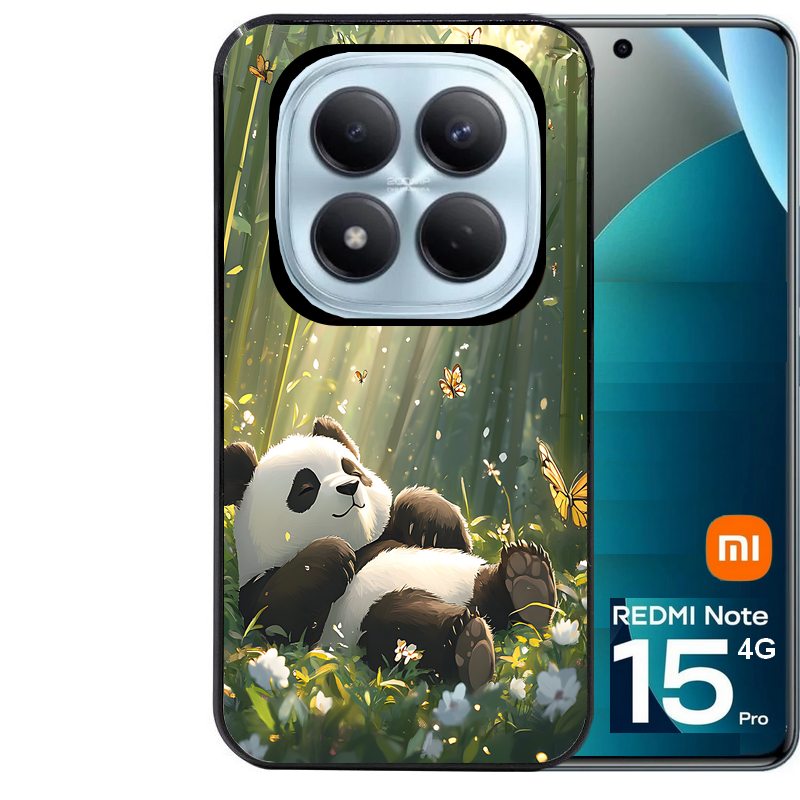 Coque noire taperso pour Redmi Note 15 et PRO PLUS 4G 5G avec motif panda bambou protection antichoc personnalisée