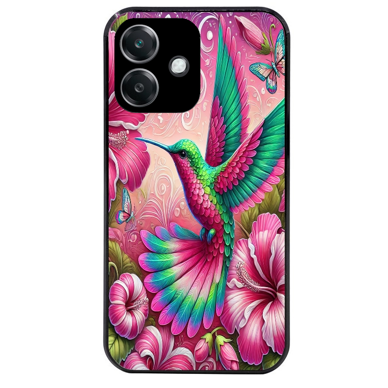 Coque noire taperso pour OPPO A40 avec motif colibri et fleurs protection antichoc personnalisée