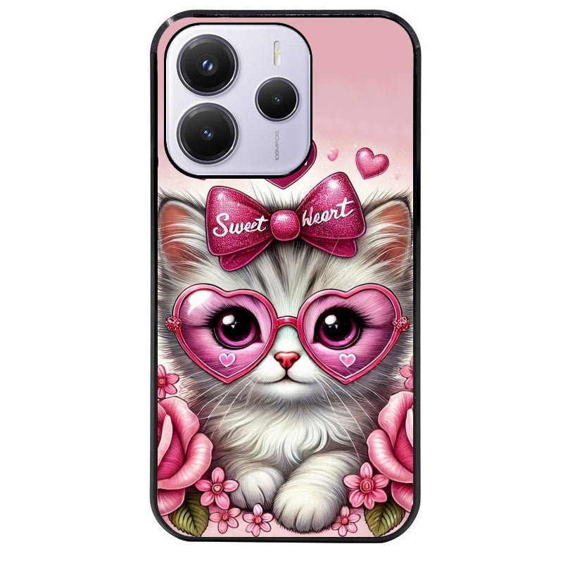 Coque noire taperso pour Redmi Note 14 et PRO PLUS 4G 5G avec motif chat lunettes protection antichoc personnalisée