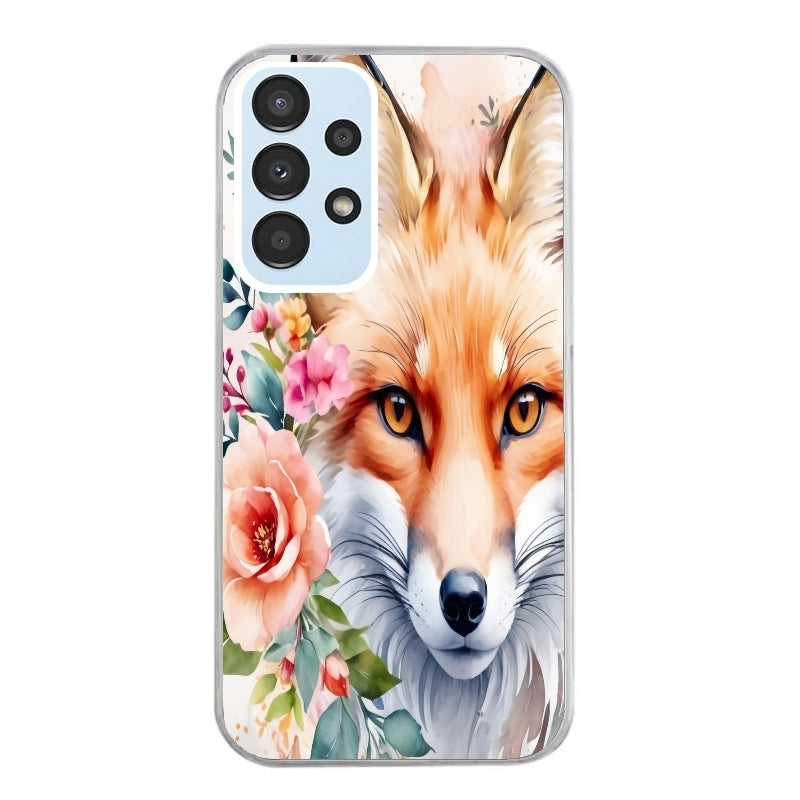 Coque taperso pour Galaxy A13 4G et 5G A23 A53 avec motif renard fox et fleurs protection antichoc personnalisée