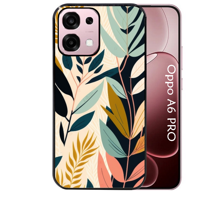Coque noire taperso pour OPPO A6 PRO 4G et 5G avec motif vintage et fleur protection antichoc personnalisée