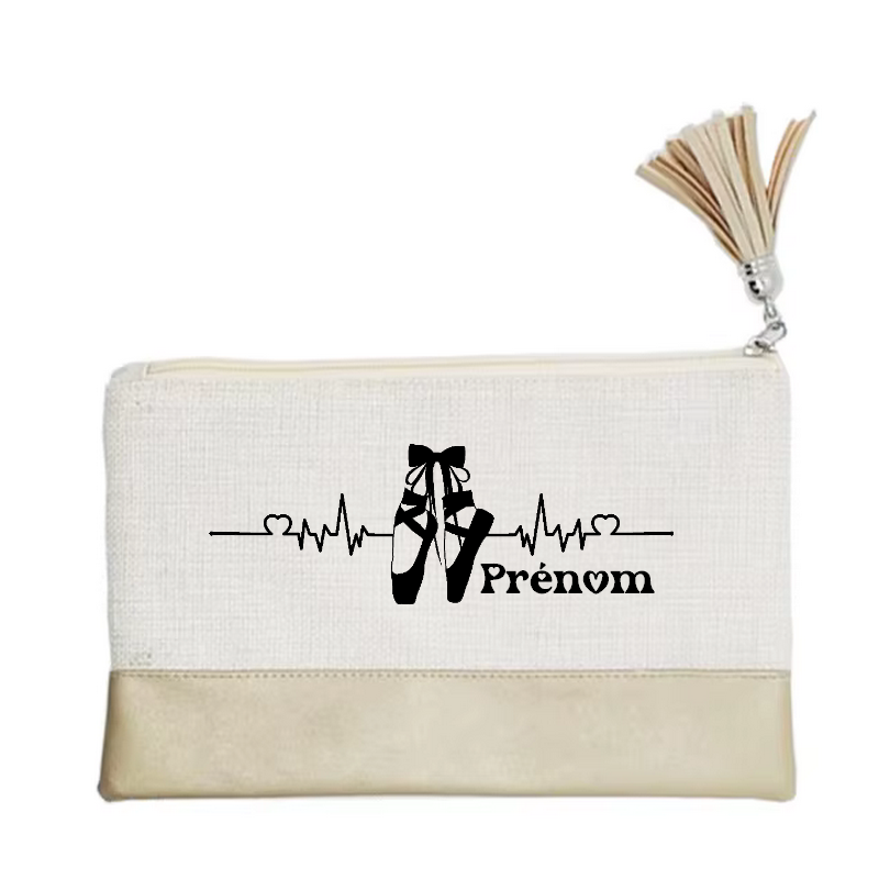 Pochette personnalisée motif danse ballet en toile et simili cuir personnalisée
