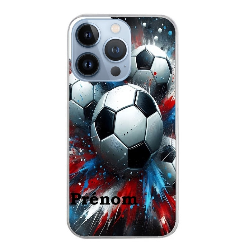Coque taperso pour Iphone 11 et PRO PRO MAX avec motif foot tricolore personnalisee protection antichoc personnalisée